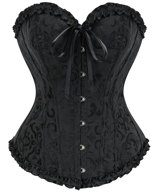 SZIVYSHI Women's Full Bust Corset, Gothic Vintage Style Bustier Corset, Black, XXL