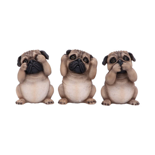 Three Wise Pugs 8.5cm